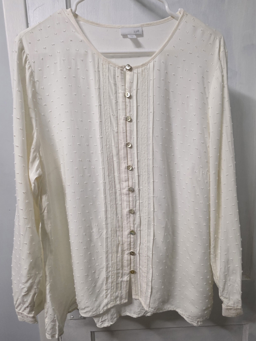 J. Jill Ivory Swiss Dot Blouse
